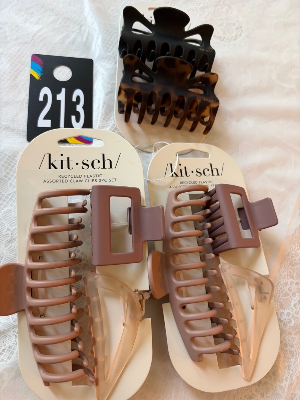 213,Kitsch Assorted Hair Claw Set - Black, Tortoise, Mauve, Beige - Picture 8 of 8